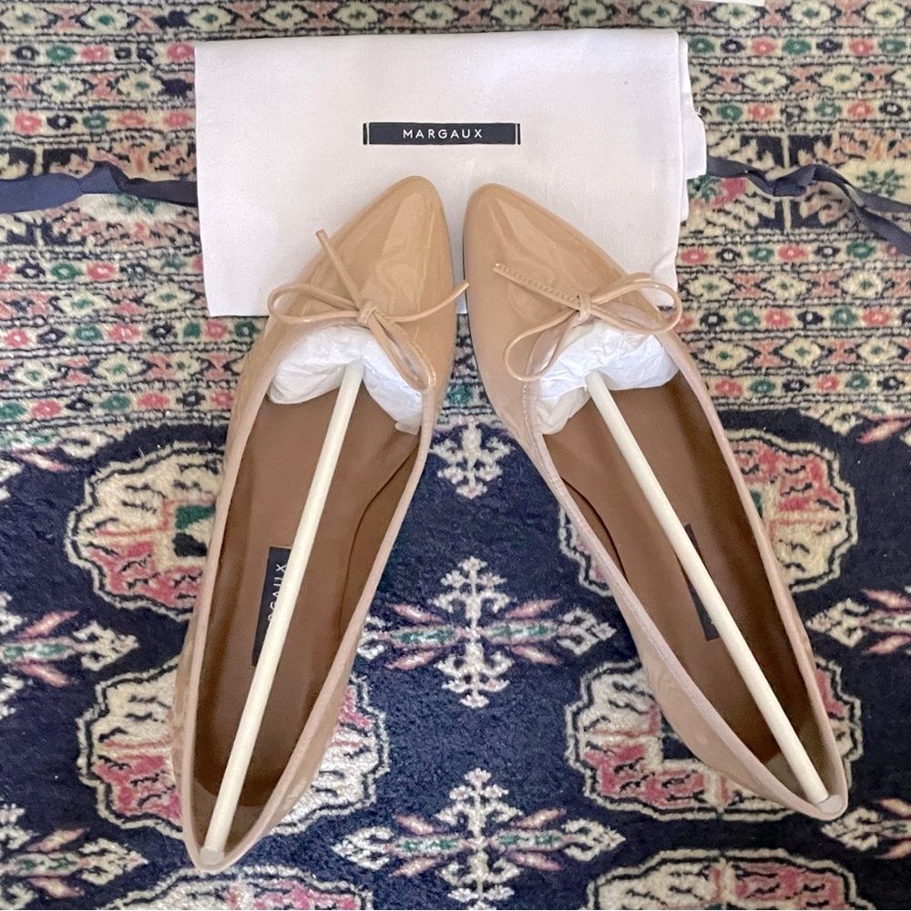 Margaux The Pointe in Patent Dune size 39.5 Narrow